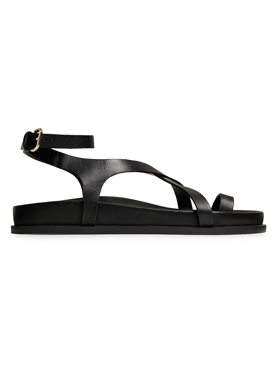 Women's Jalen Slim Leather Sandals - Black - Size 12