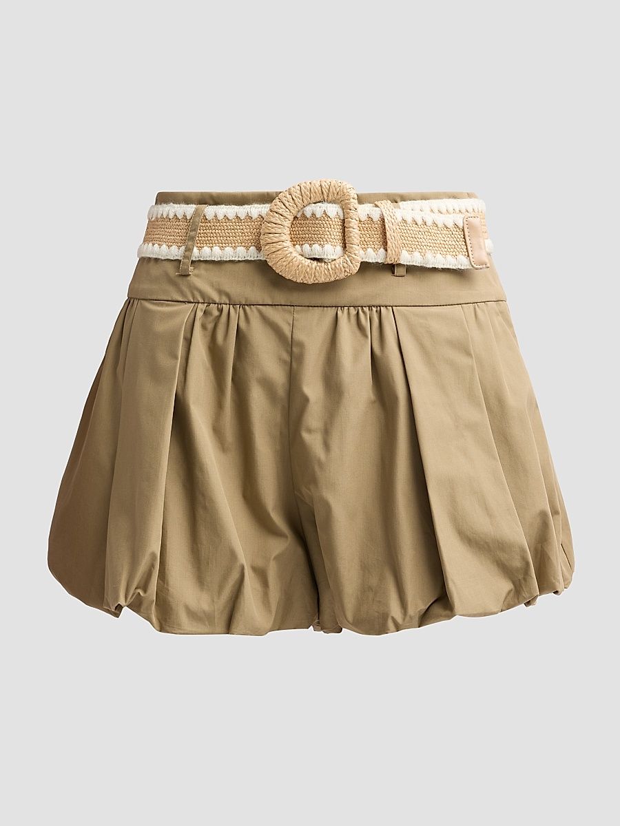 Women's Ray Belted Bubble Shorts - Khaki - Size 0