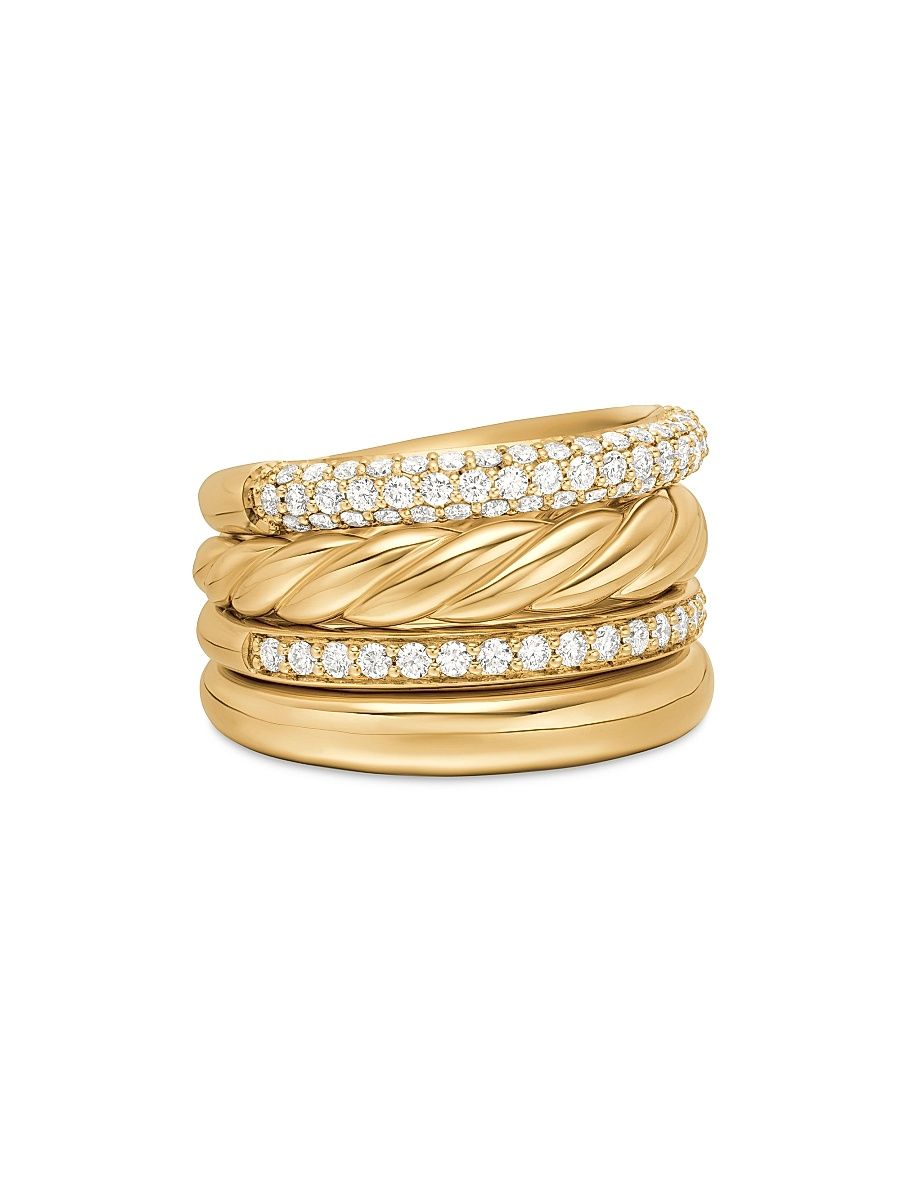 Women's DY Mercer Multi Row Ring In 18K Yellow Gold - Gold - Size 9