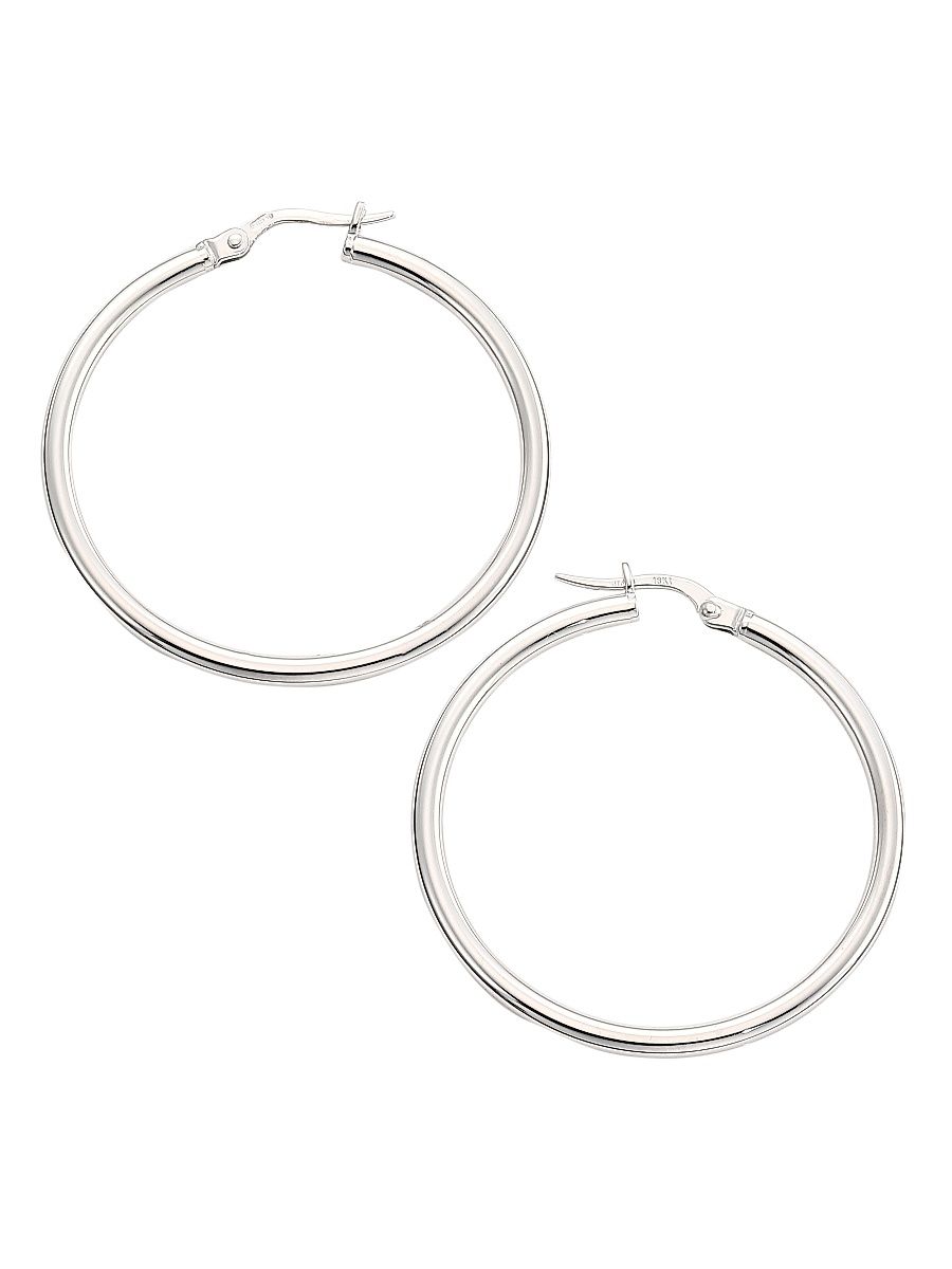 Women's 18K White Gold Hoop Earrings - Silver