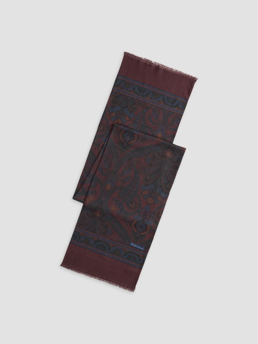 Ralph Lauren Purple Label Men's Paisley Cashmere-Silk Scarf - Bordeaux Multi