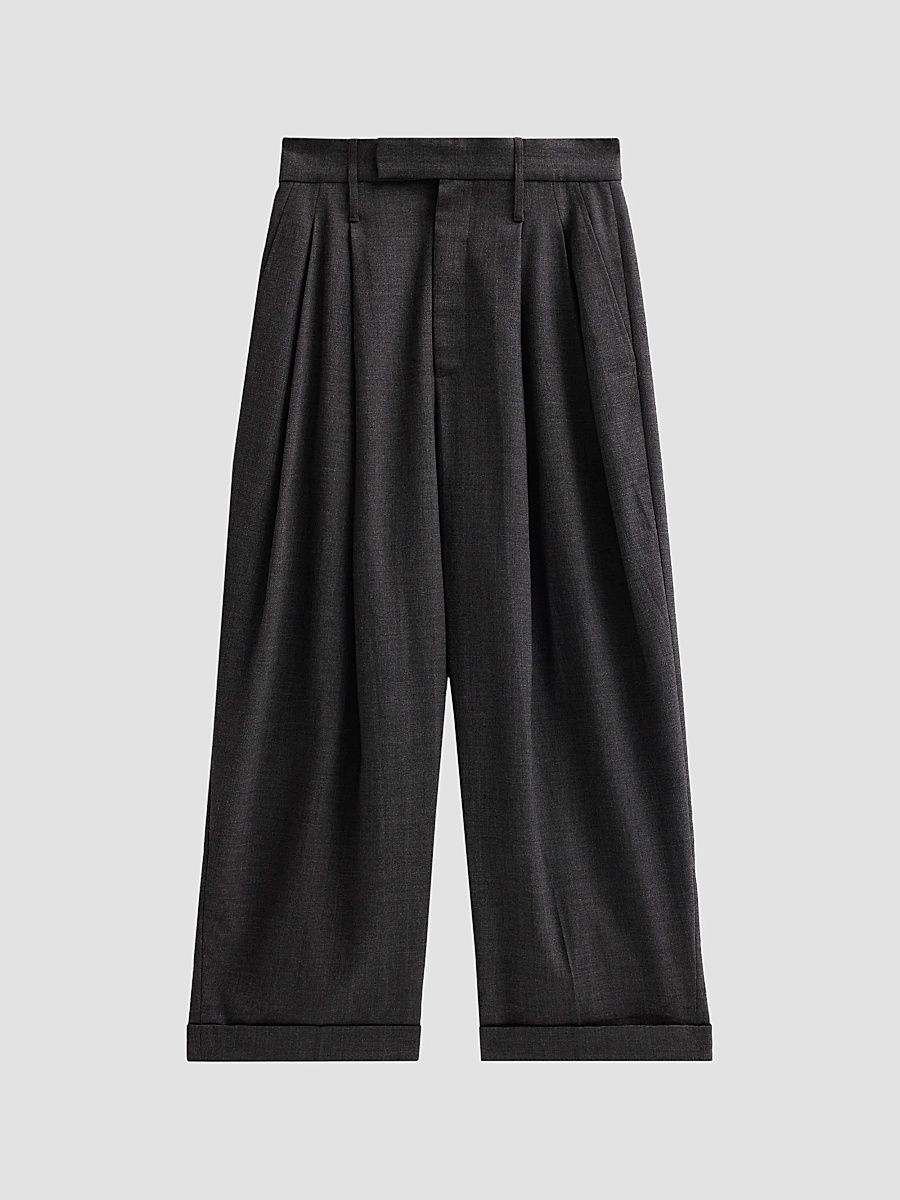 Men Waverly Pleated-Front Wool Pants - Grey - Size 38