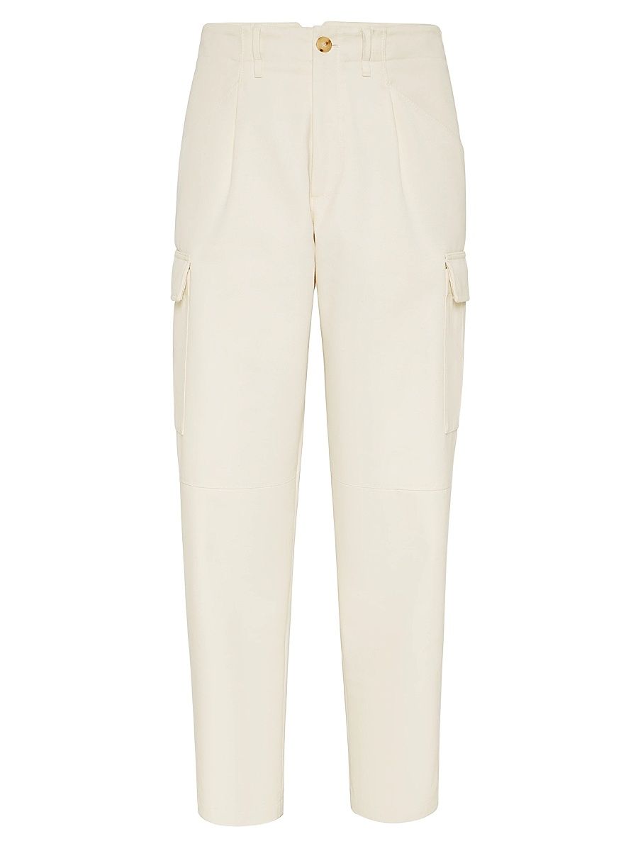 Men's Cotton Blend Gabardine Leisure Fit Trousers with Cargo Pockets - Panama - Size 44