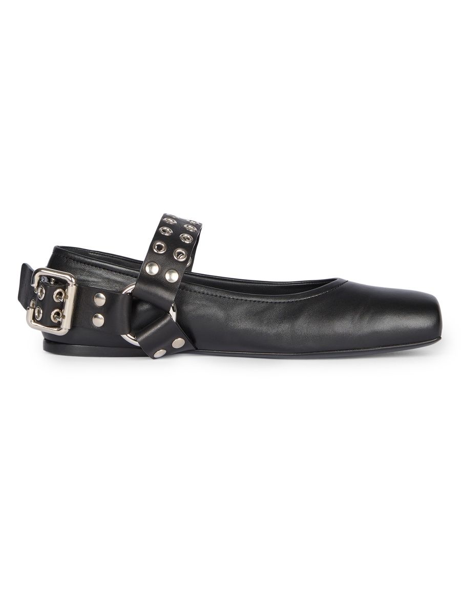 ALAÏA Women's Buckle-Accented Leather Ballet Flats - Noir - Size 6