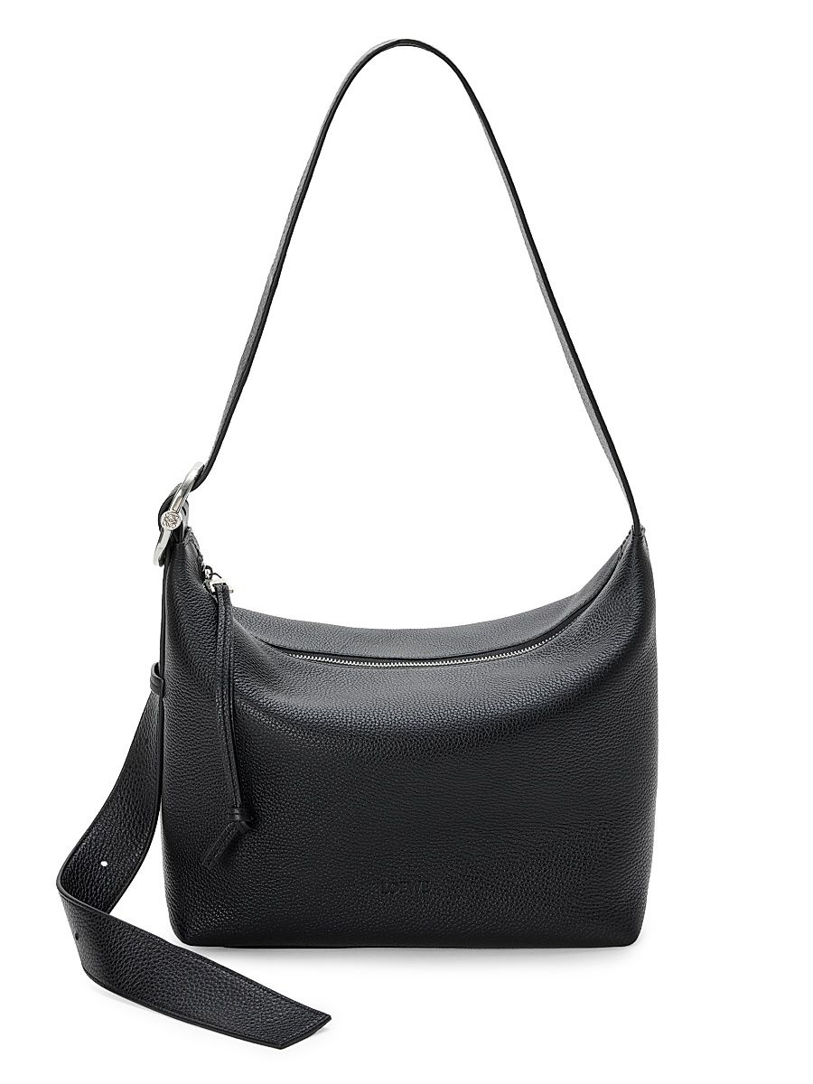 Men's Loop Hobo Leather Shoulder Bag - Black