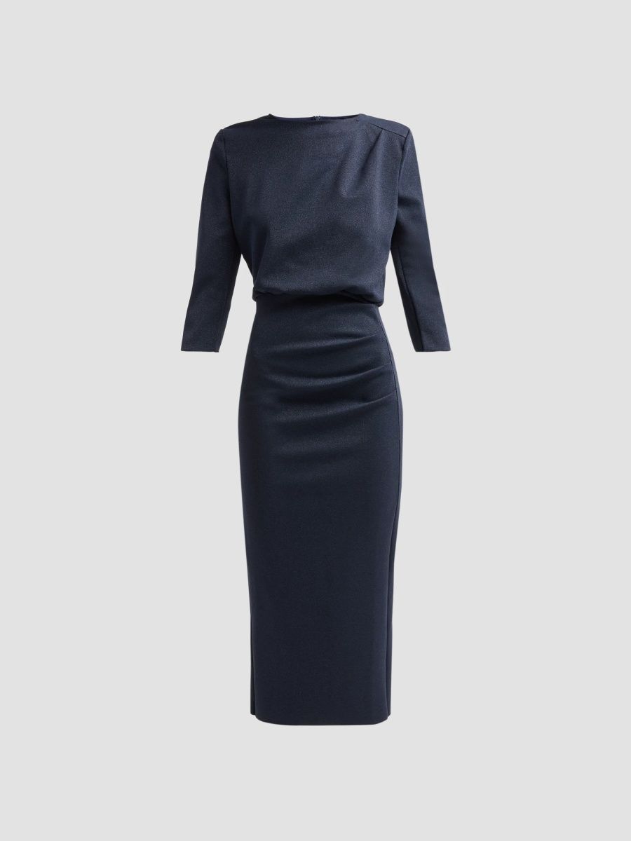 Chiara Boni La Petite Robe Women's Dorte Sugar Lurex Ruched Midi Dress - Midnight - Size 16