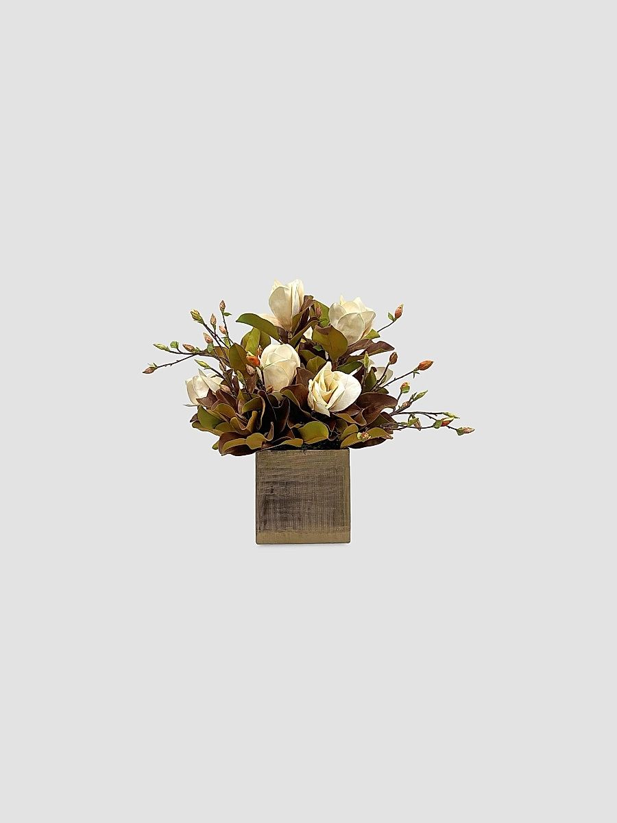 Holiday Newness Faux Potted Tree Magnolia Arrangement