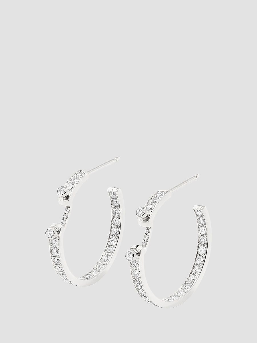Women's Mood Eternity Tuxedo 18K White Gold & 1.58 TCW Diamond Hoop Earrings - White Gold