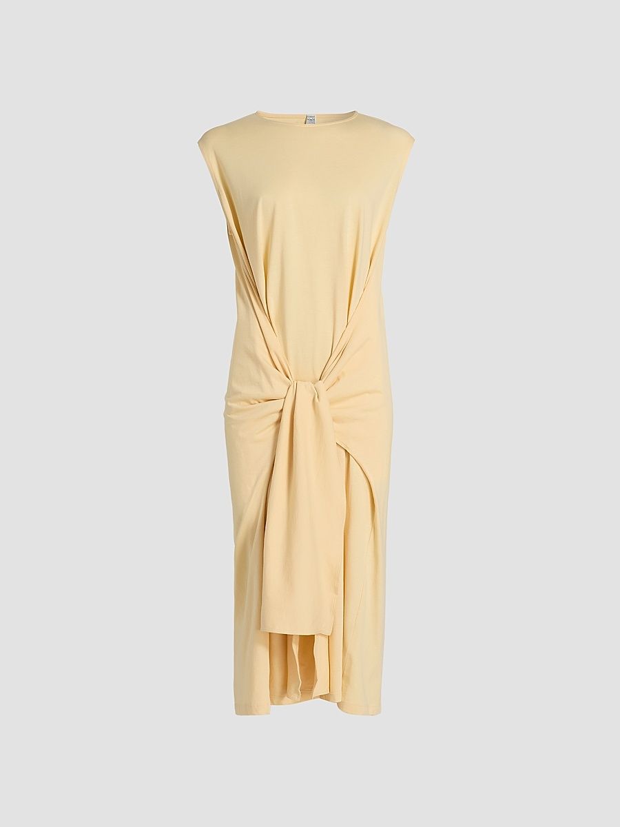Women's Tie-Waist Jersey Midi Dress - Buttercup - Size XL