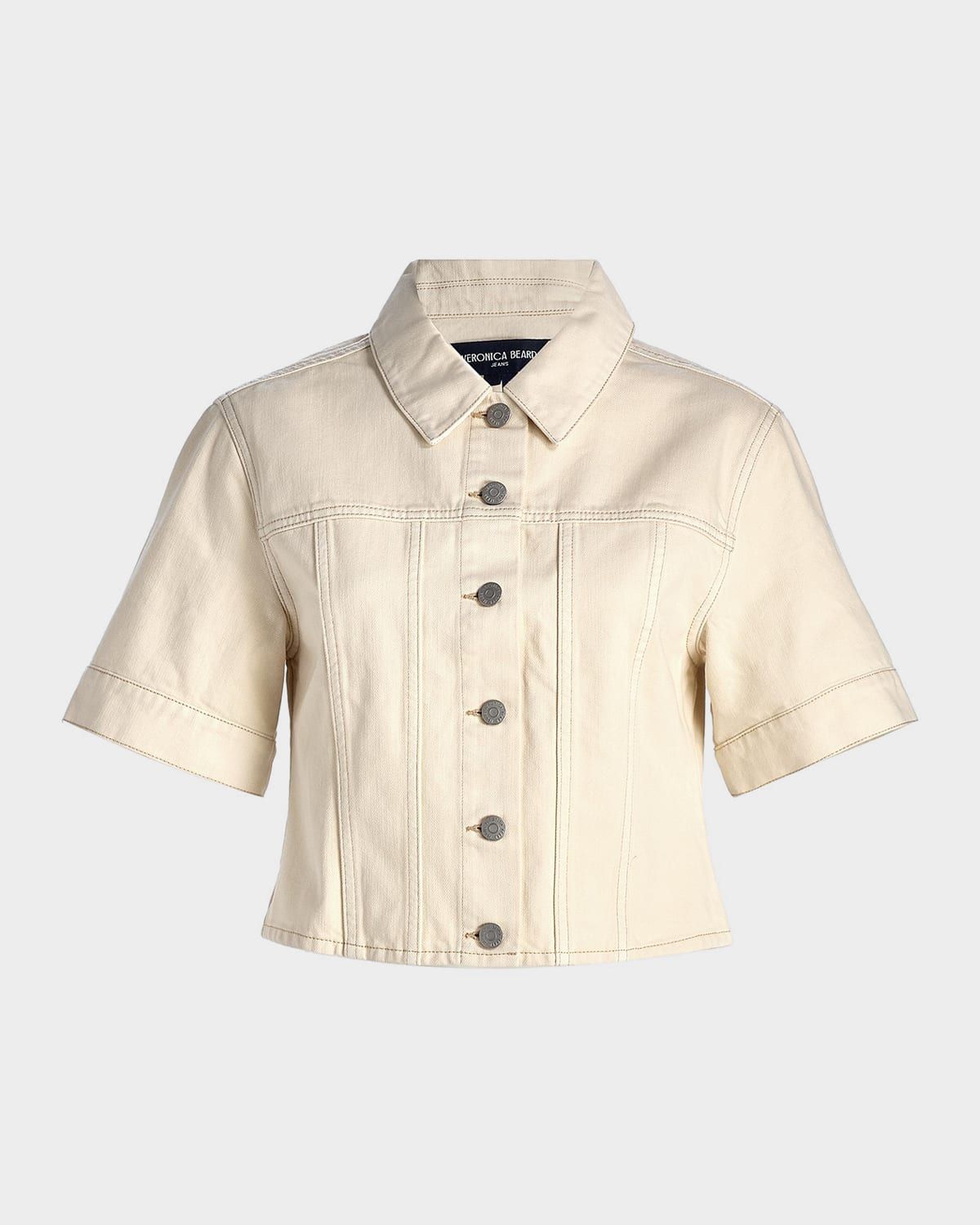 Malcom Short-Sleeve Cropped Denim Jacket