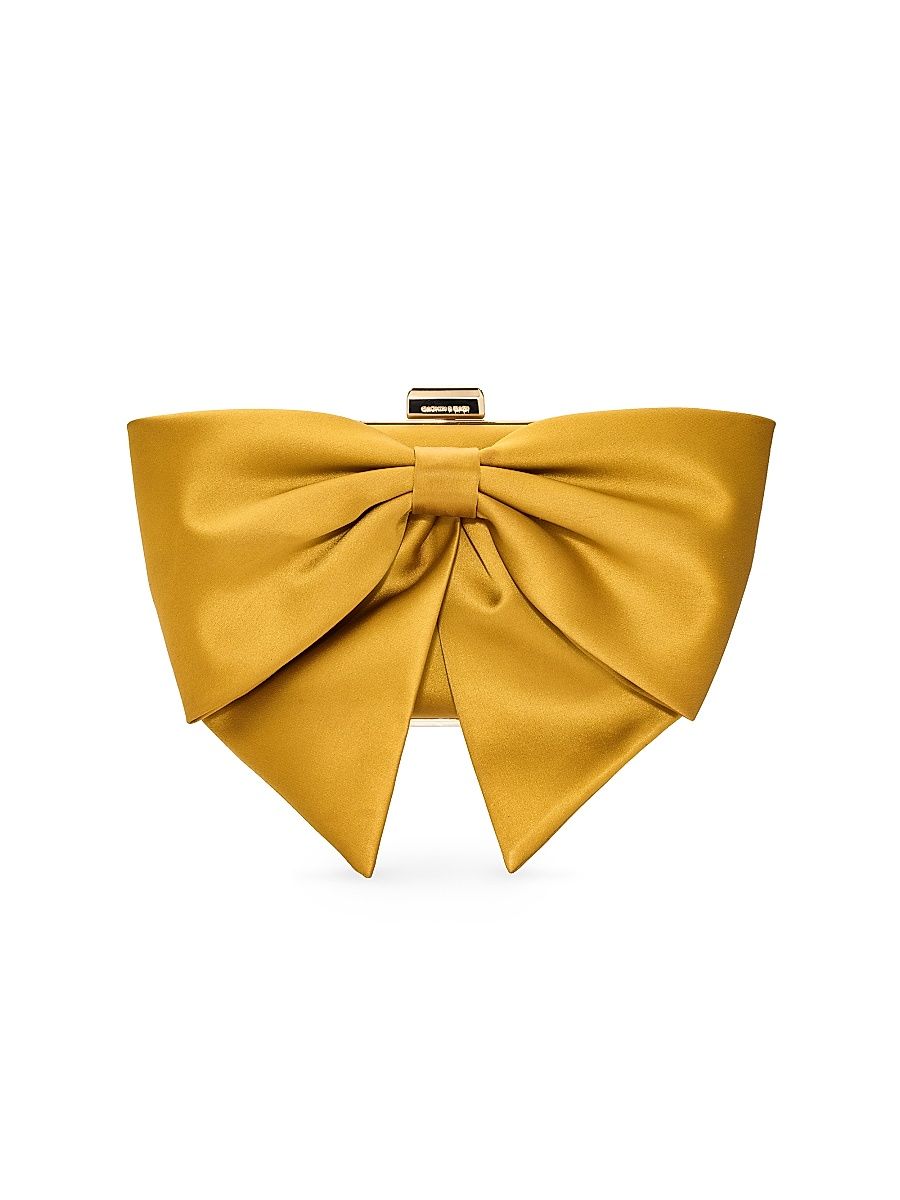 Women's Cupids Satin Bow Clutch - Marigold