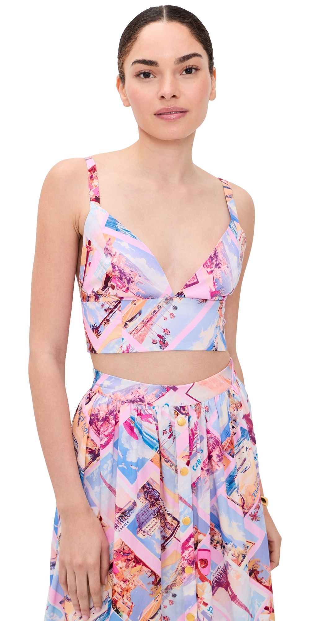 L'AGENCE Kaori Bralette Pink Postcard Print XS