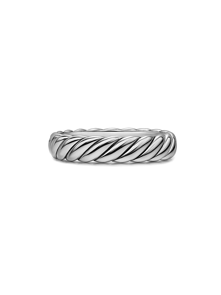Women's Sculpted Cable Band Ring in Sterling Silver, 4.6MM - Silver - Size 7