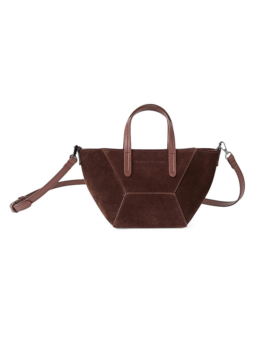 Women's Duo Mini Bag in Suede - Burgundy