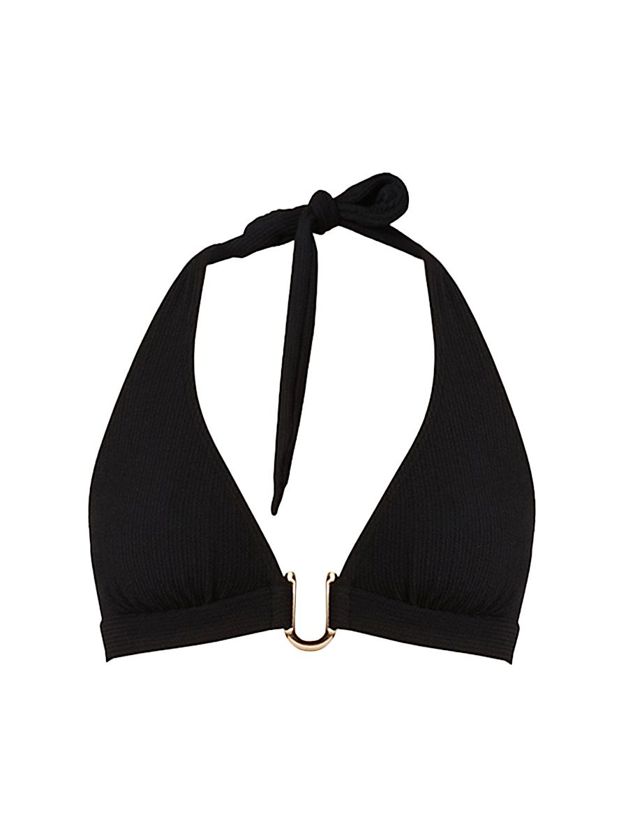Shoshanna Women's Ring-Detail Halterneck Bikini Top - Jet - Size D