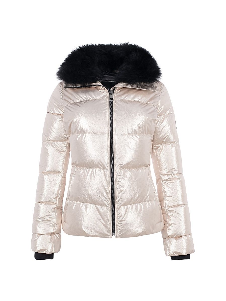 Women's Apres-Ski Jacket with Detachable Toscana Lamb Collar - Gold - Size Large