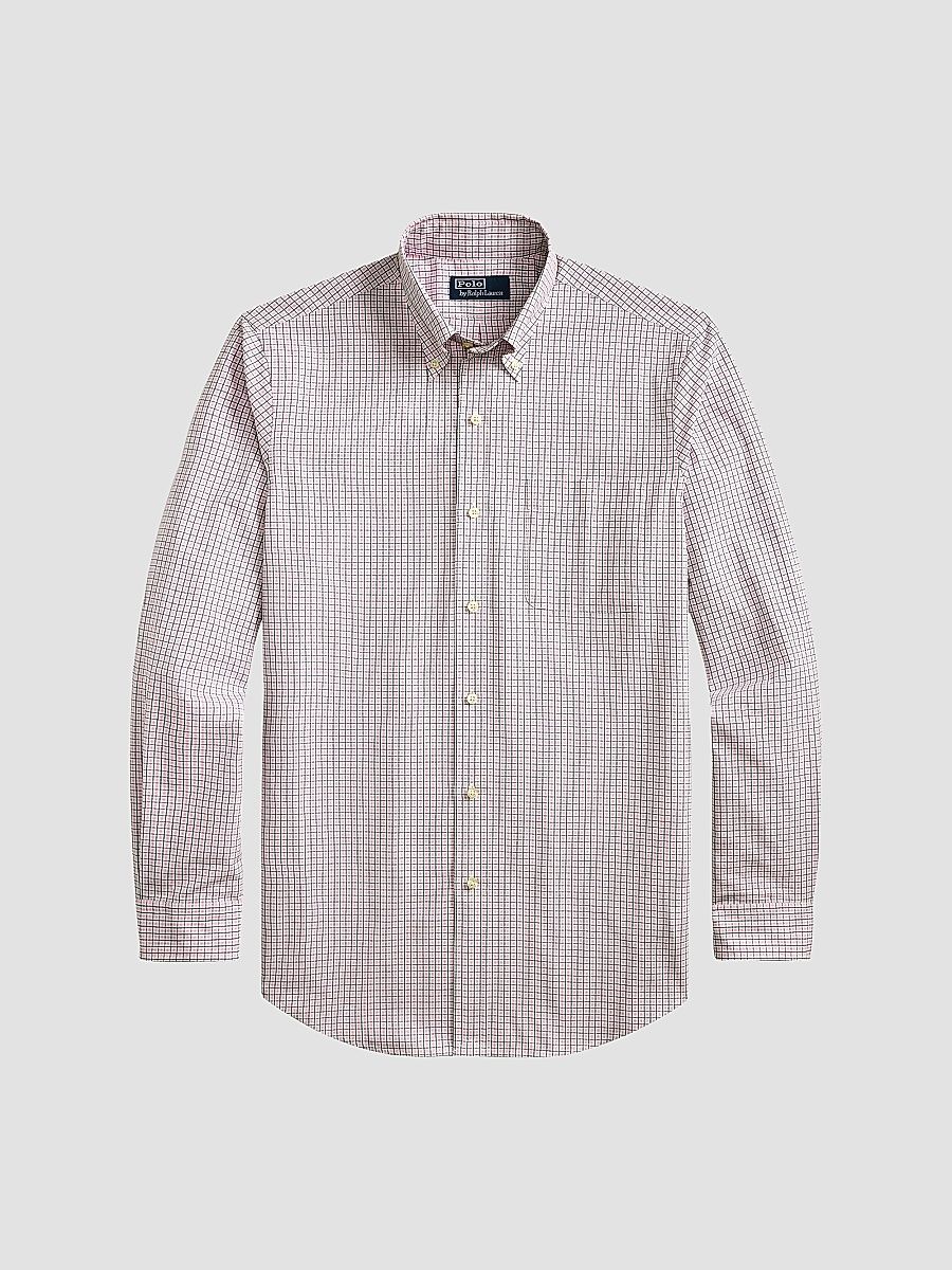 Polo Ralph Lauren Men's Poplin Button-Up Sport Shirt - Pink Blue Multi - Size XL