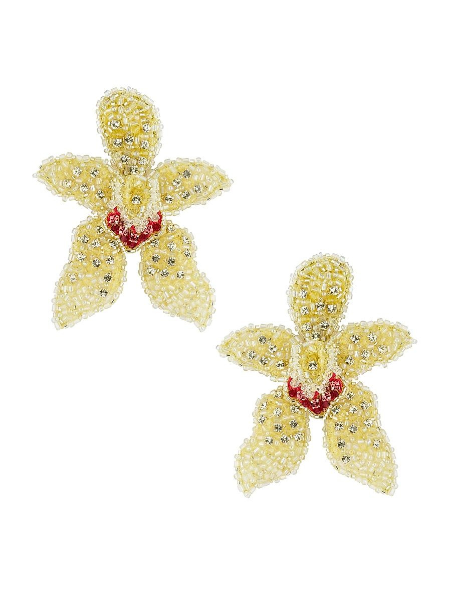 Women's Manuela Beaded Flower Stud Earrings - Yellow