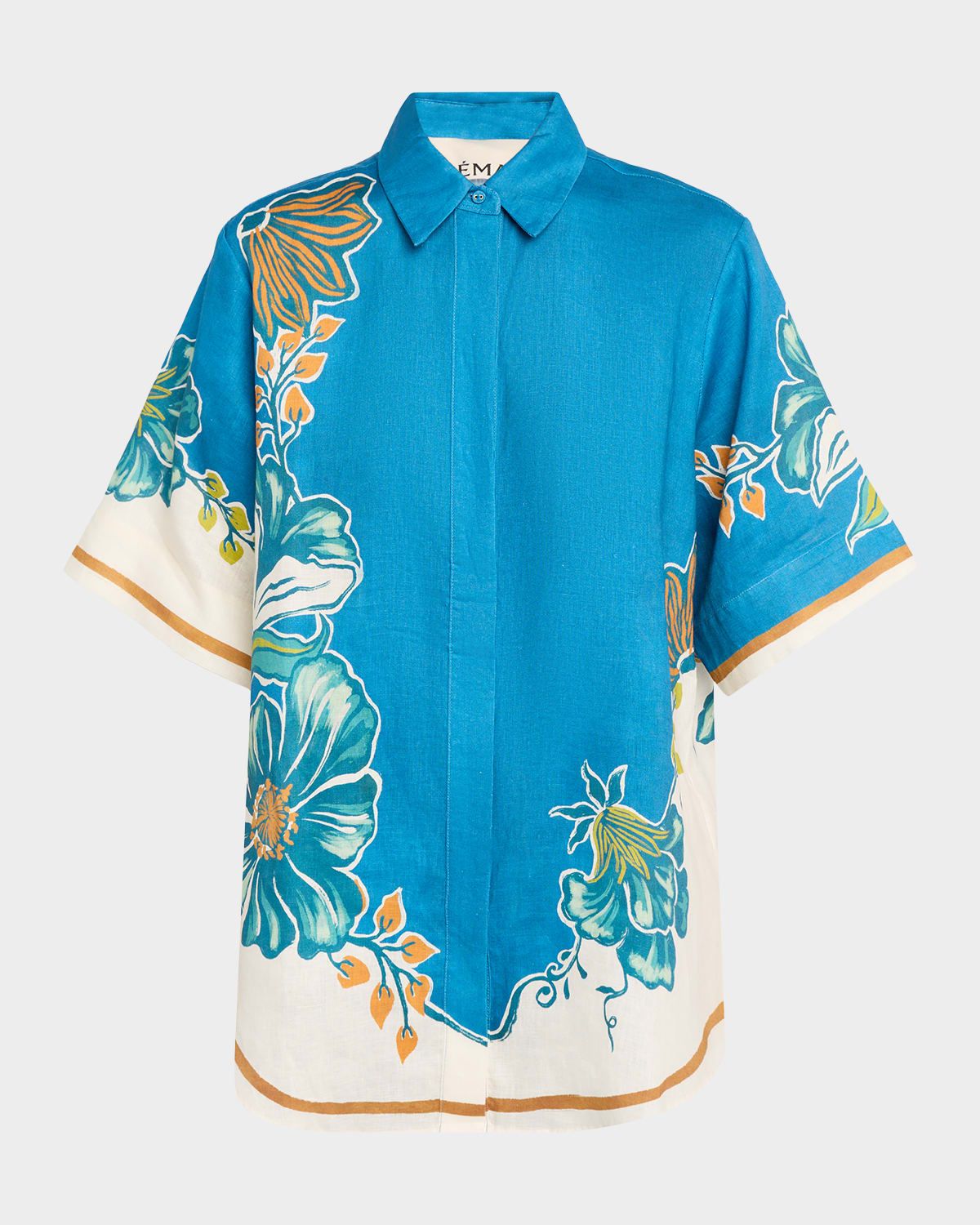 Luda Floral-Print Linen Shirt