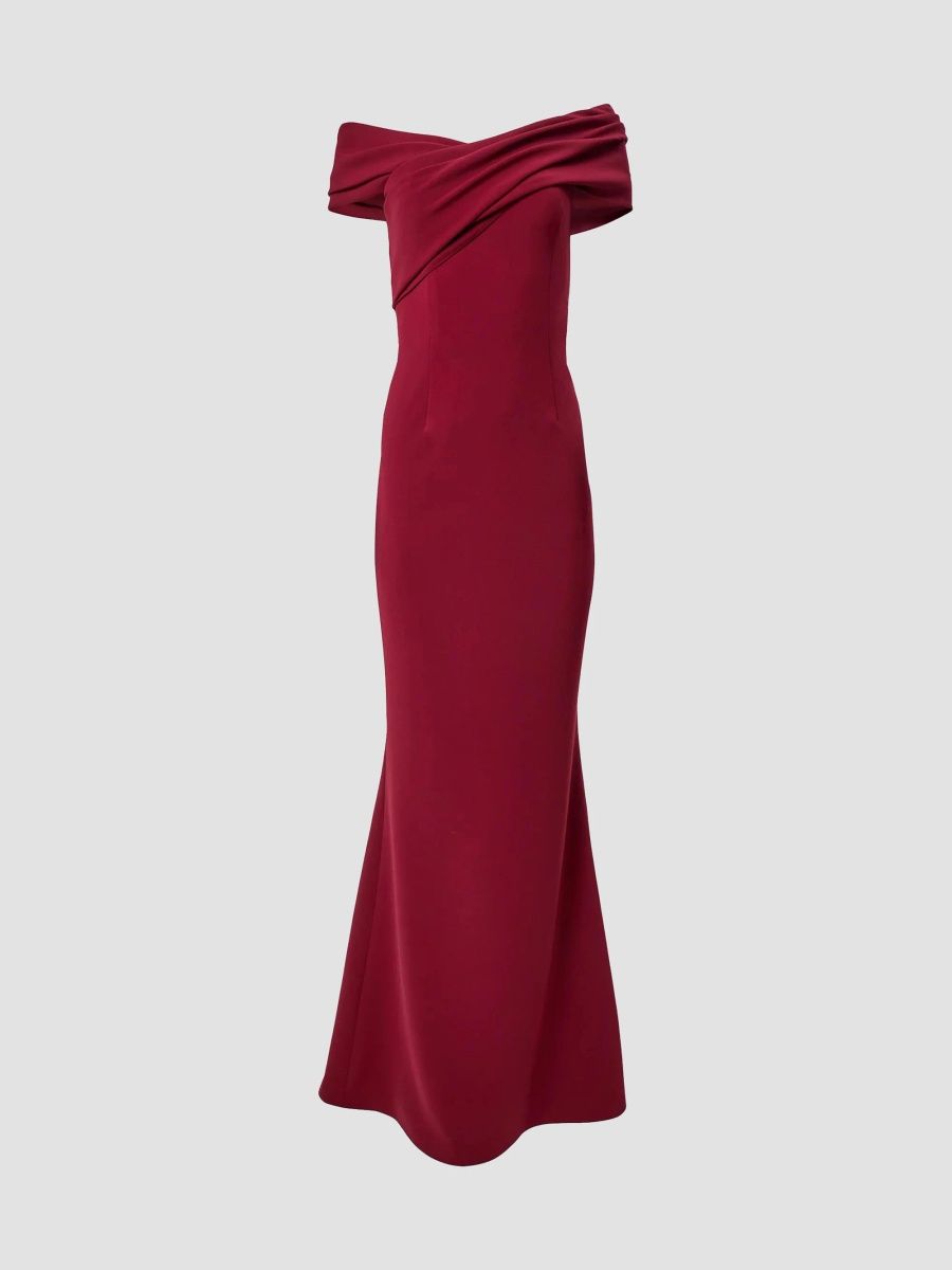 Carolina Herrera Women's Chalet Draped Off-The-Shoulder Gown - Merlot - Size 16