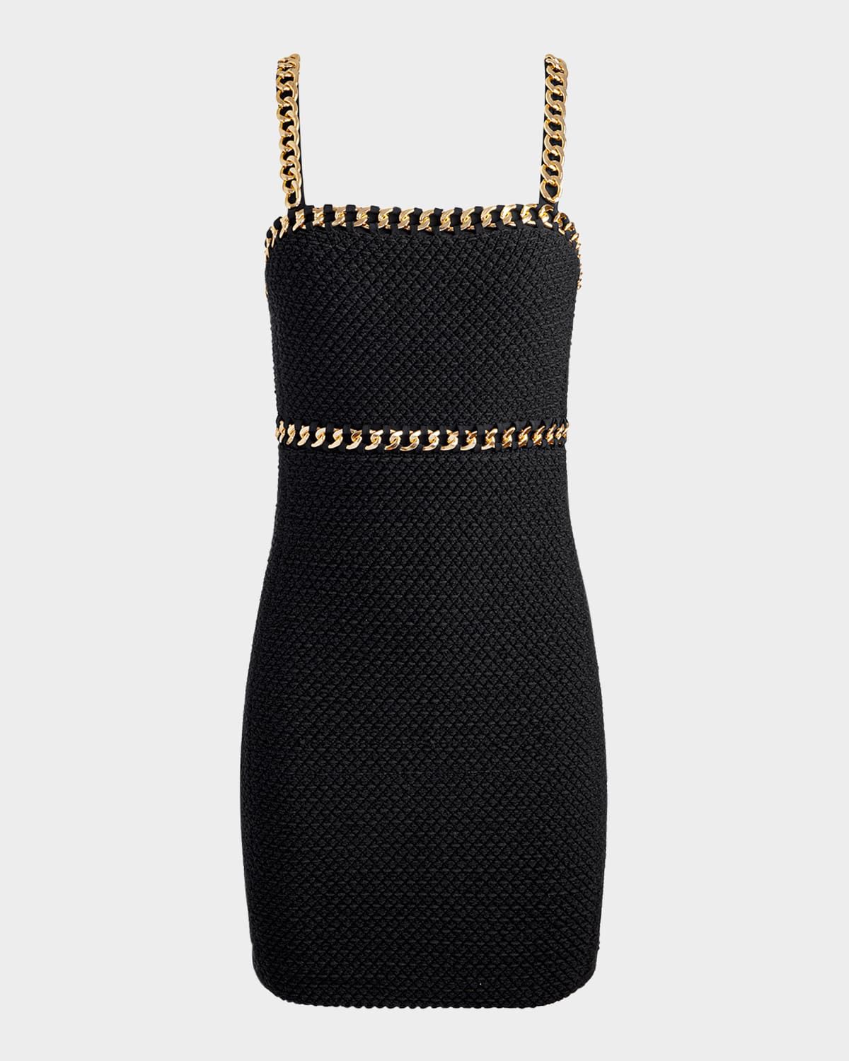 Kelly Chain-Trim Tweed Mini Dress