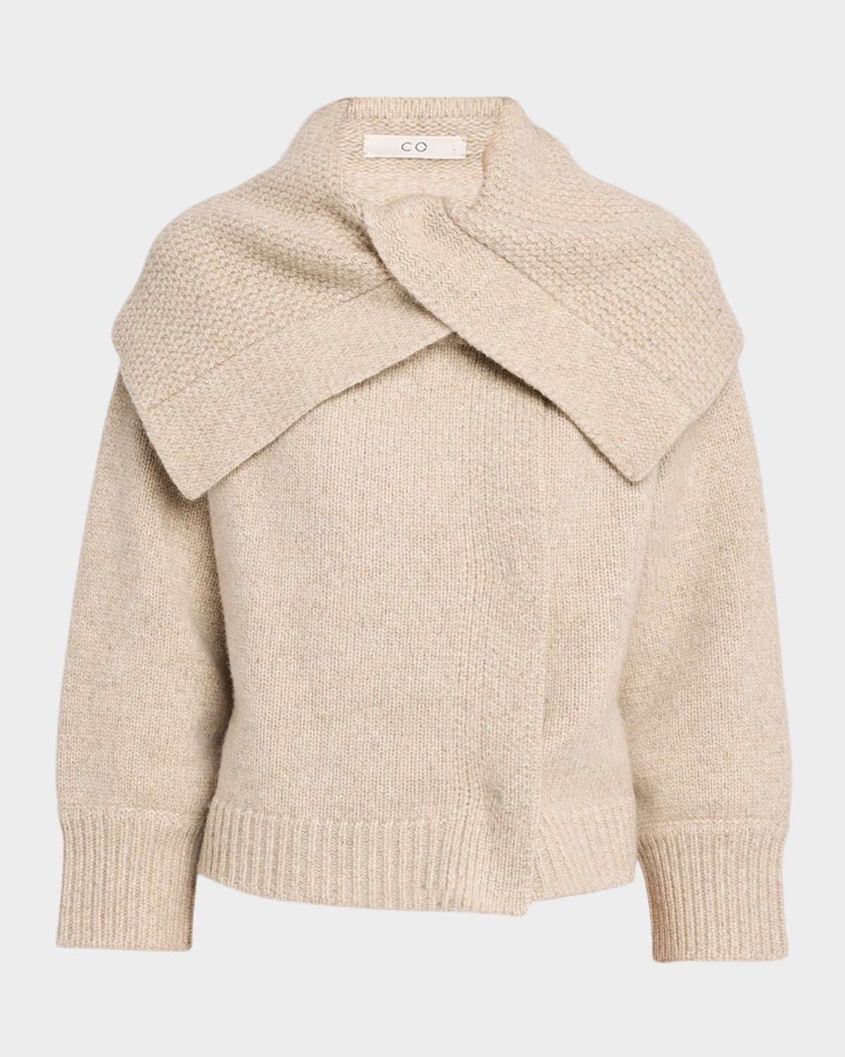 Funnel-Neck Wool-Cashmere Cardigan