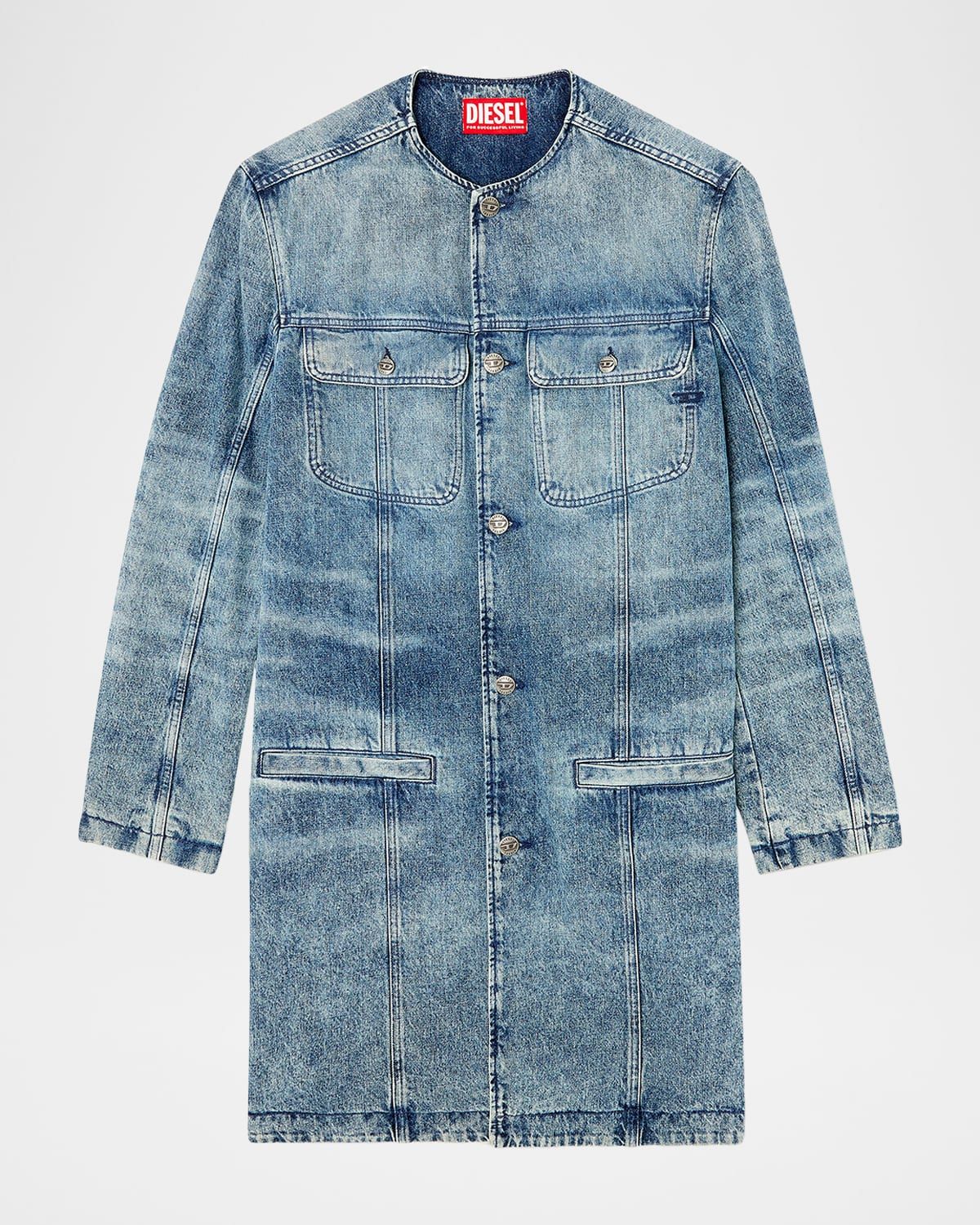 Men & apos;s Long Denim Jacket