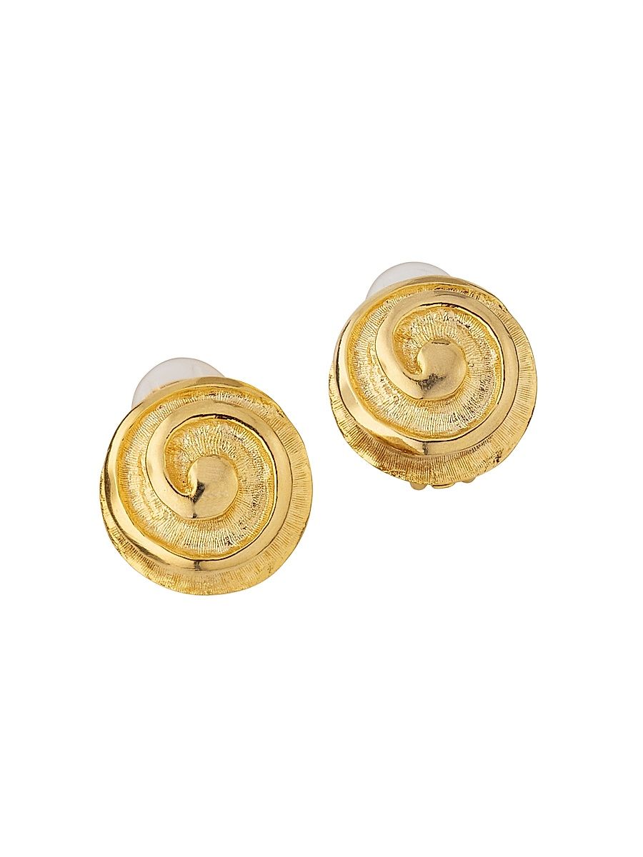 Women's Swirl 22K-Gold-Plated Clip-On Earrings - Gold