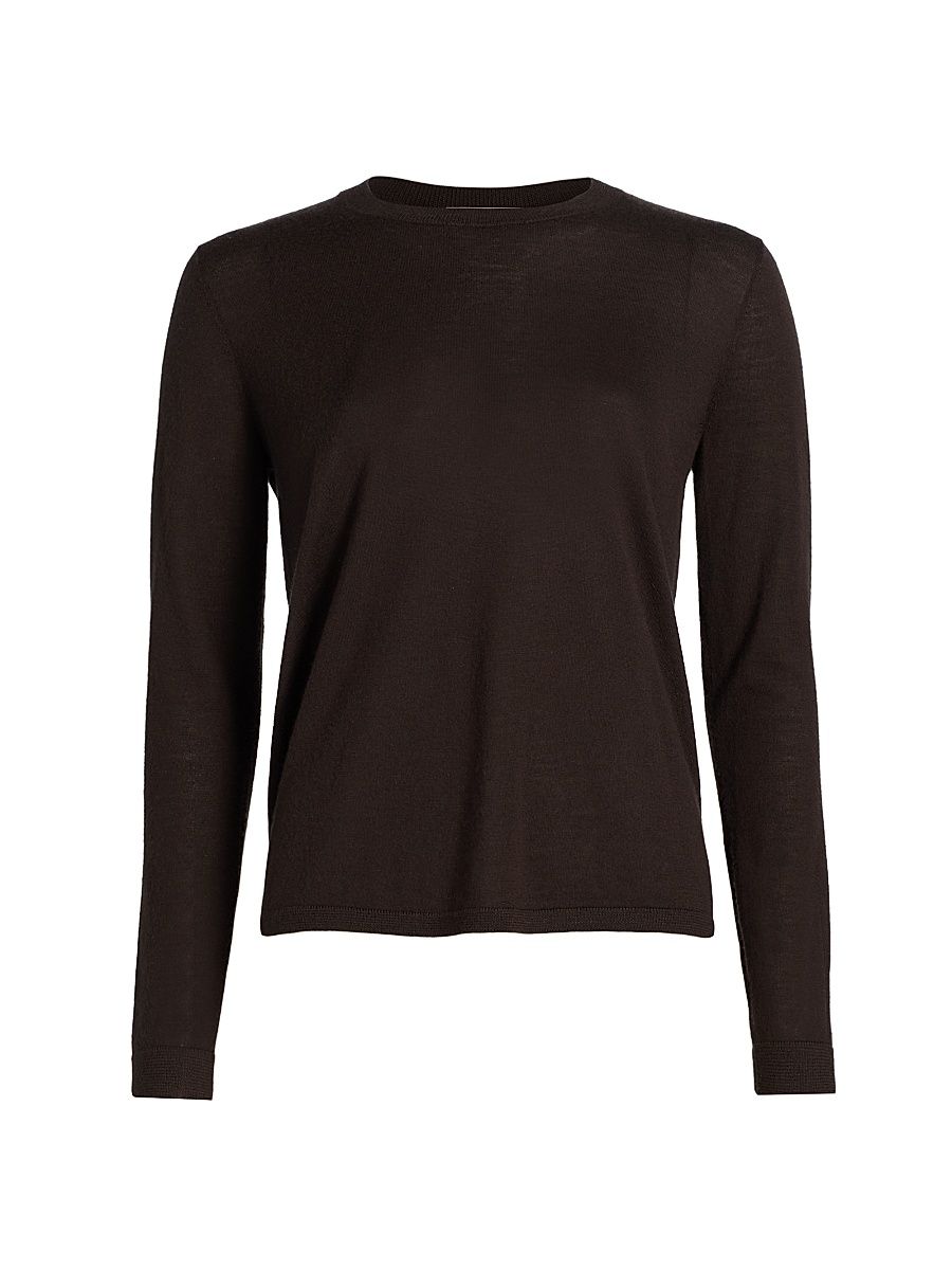 Women's Cashmere Long-Sleeve Top - Brown - Size Large