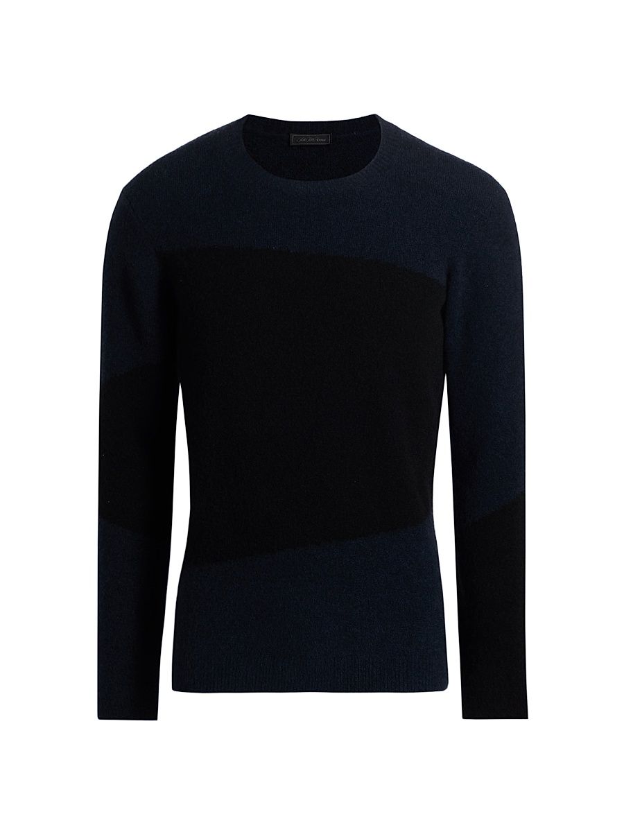 Men's COLLECTION Geometric Colorblock Crewneck Sweater - Navy Black - Size XXL