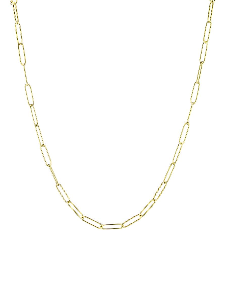Women's 18K Yellow Gold Paper Clip Link Necklace/16" - Gold