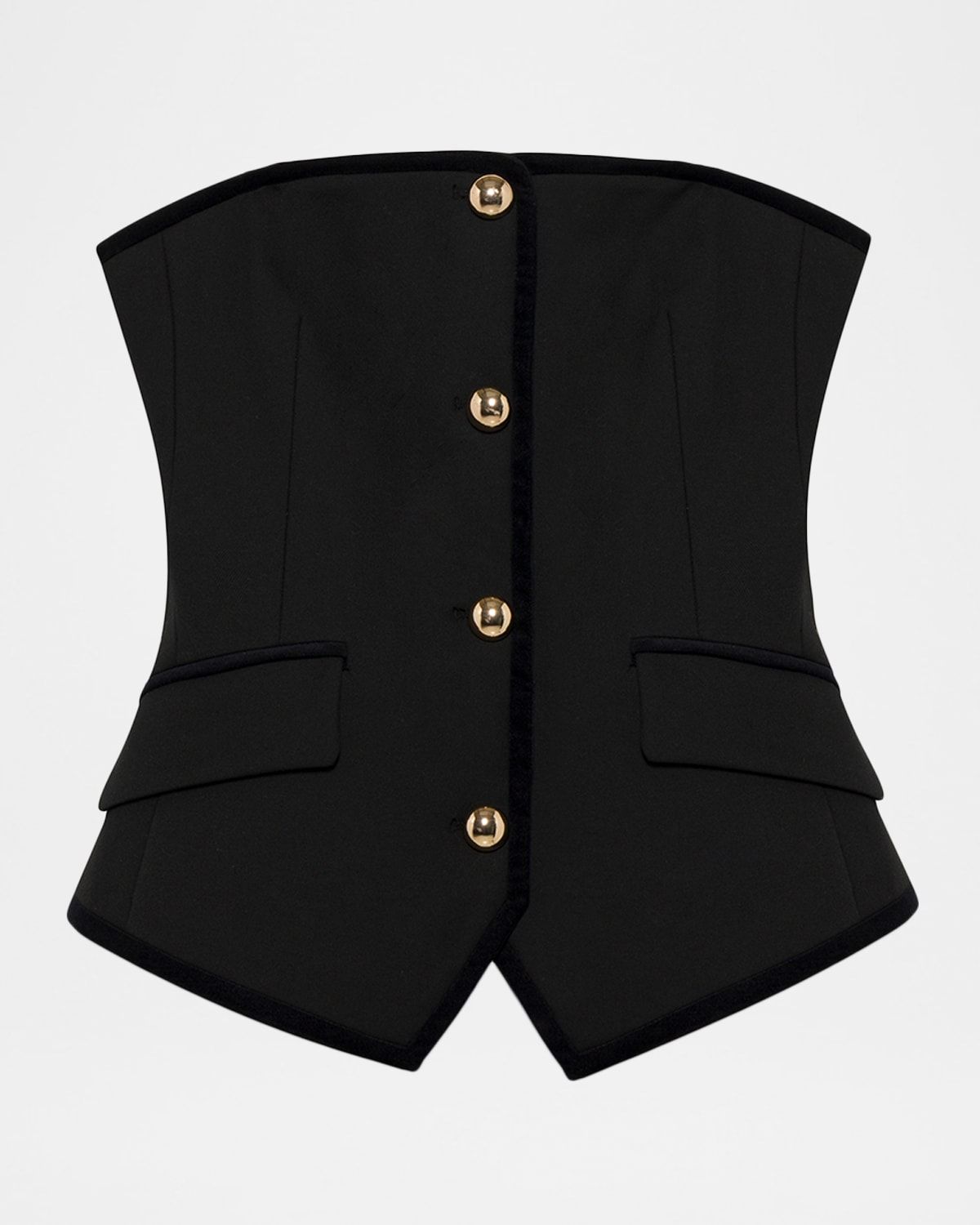 Cambrie Button-Front Bustier Top