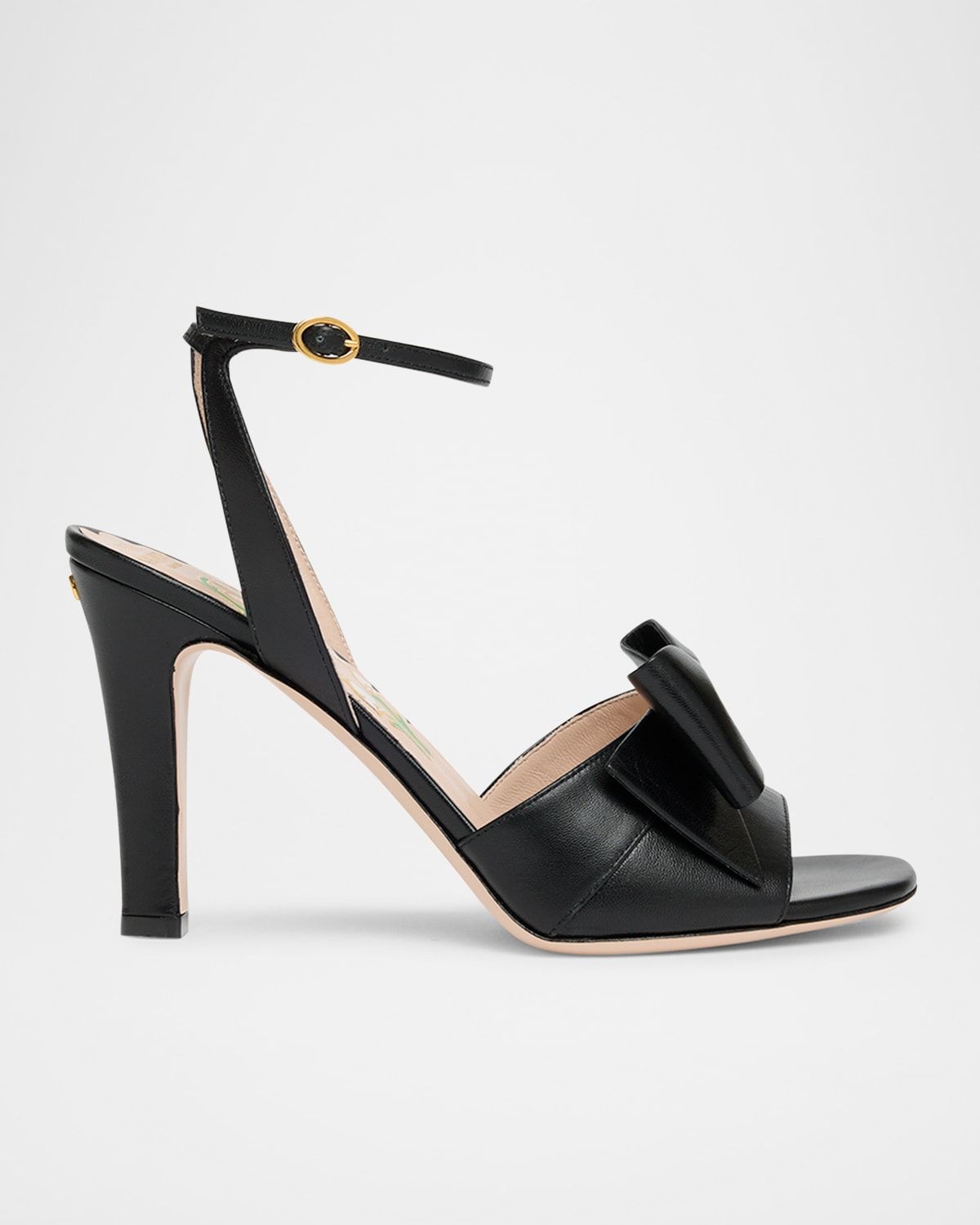 Bowow Leather Bow Ankle-Strap Sandals