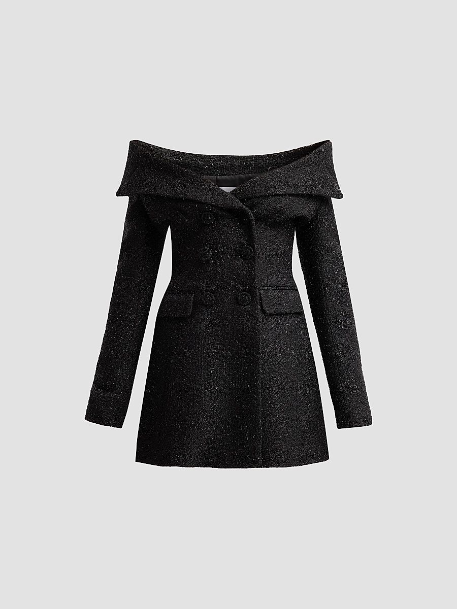 Women's Metallic Boucle Mini Dress - Black - Size 0
