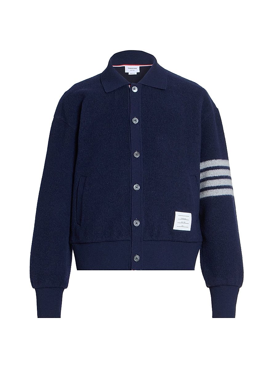 Men's Wool Fleece Collared Jacket - Navy - Size XL