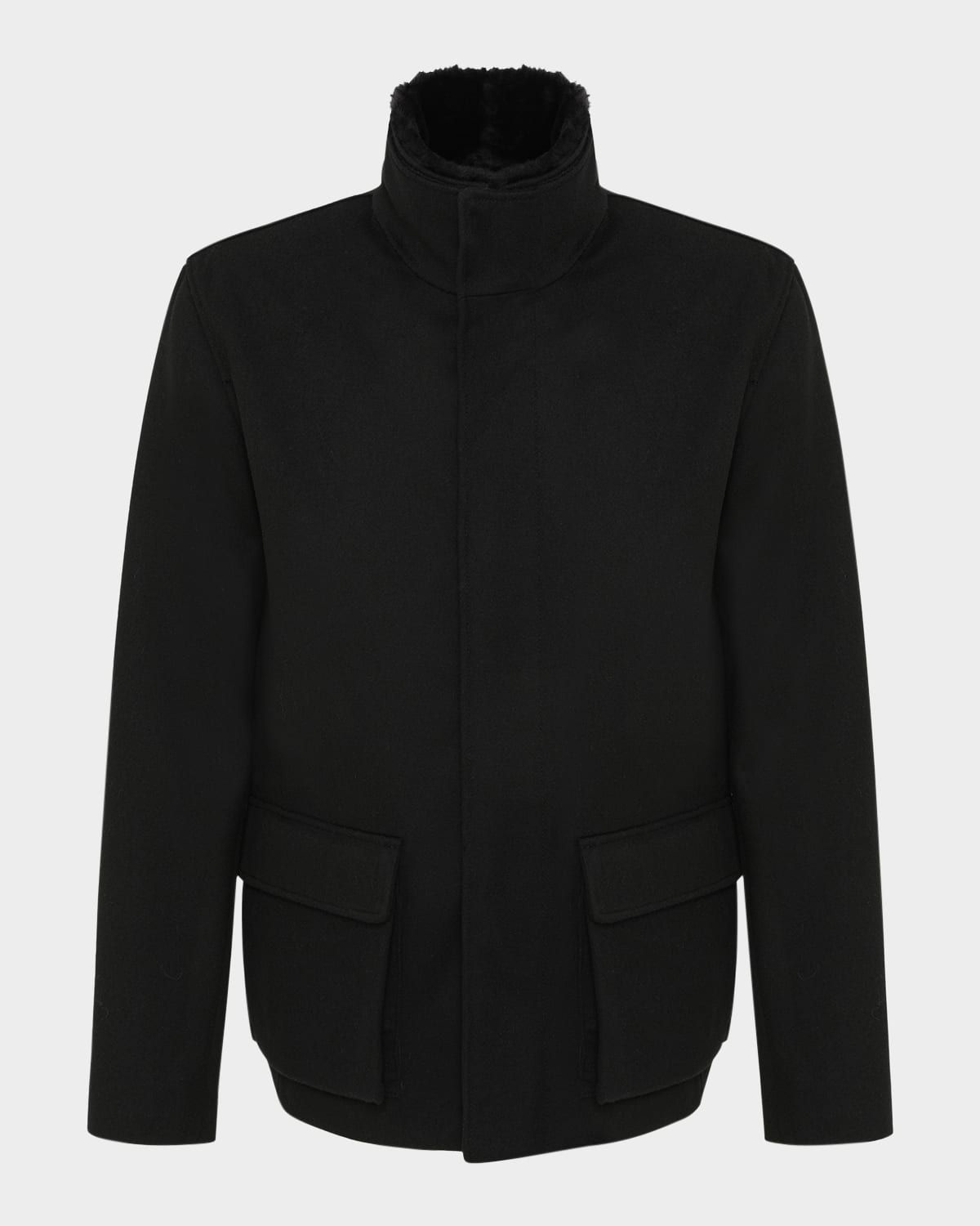 Men & apos;s Loro Piana Wool Jacket With Detachable Merino Shearling Lamb Collar