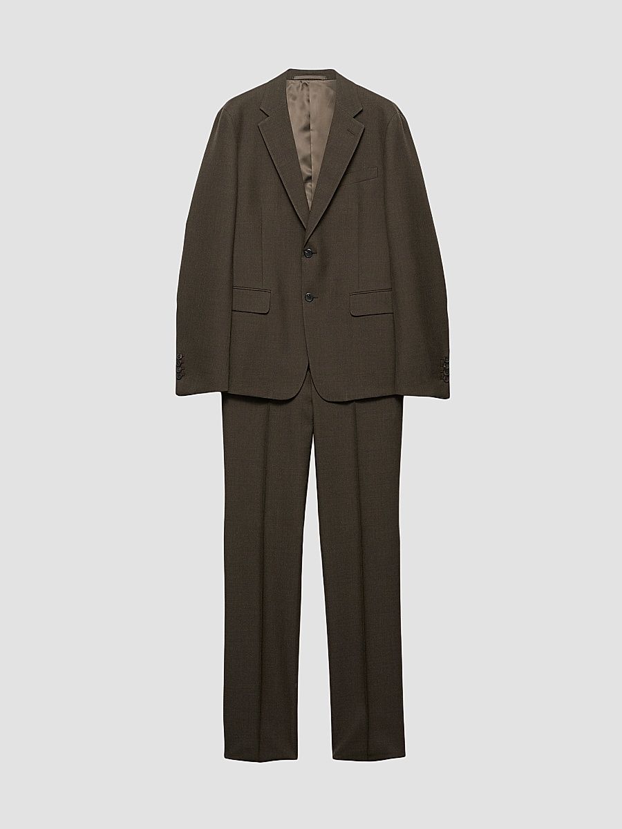 Men's Single-Breasted Wool Suit - Green - Size 46