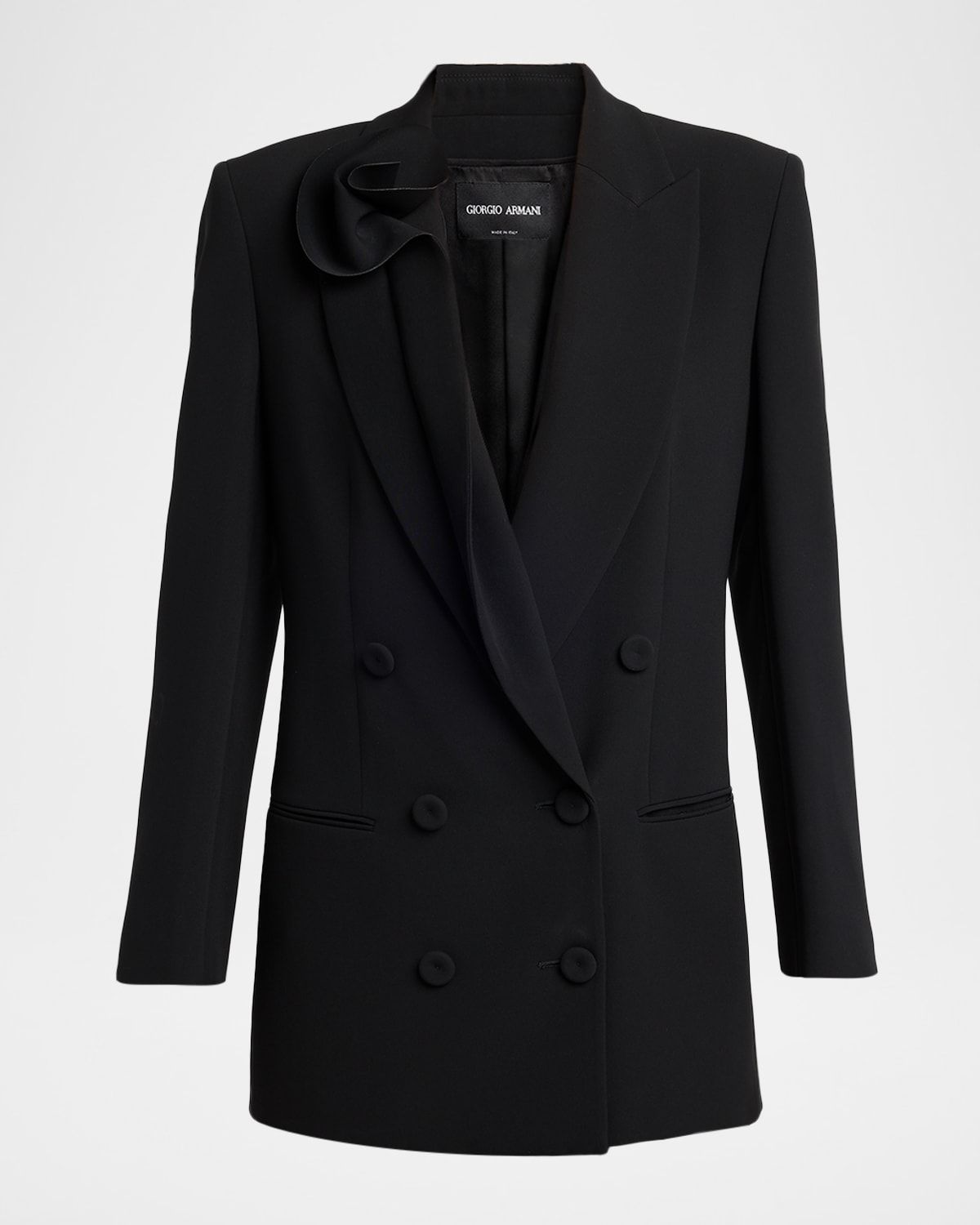 Rosette Lapel Double-Breasted Blazer Jacket