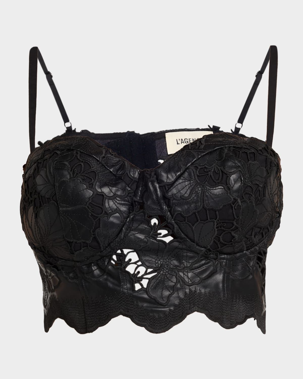 Sonya Floral Faux Leather Bralette