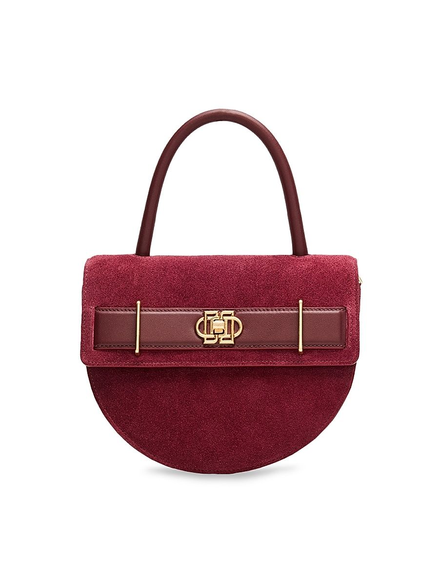 Women's Roan Half-Moon Suede Top Handle Bag - Cranberry
