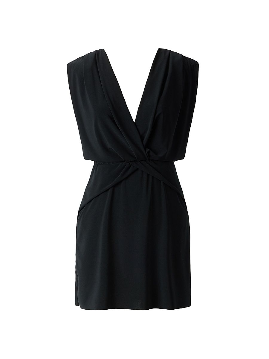 Women's Cover-Ups Surplice Plunge Dress - Black - Size Large
