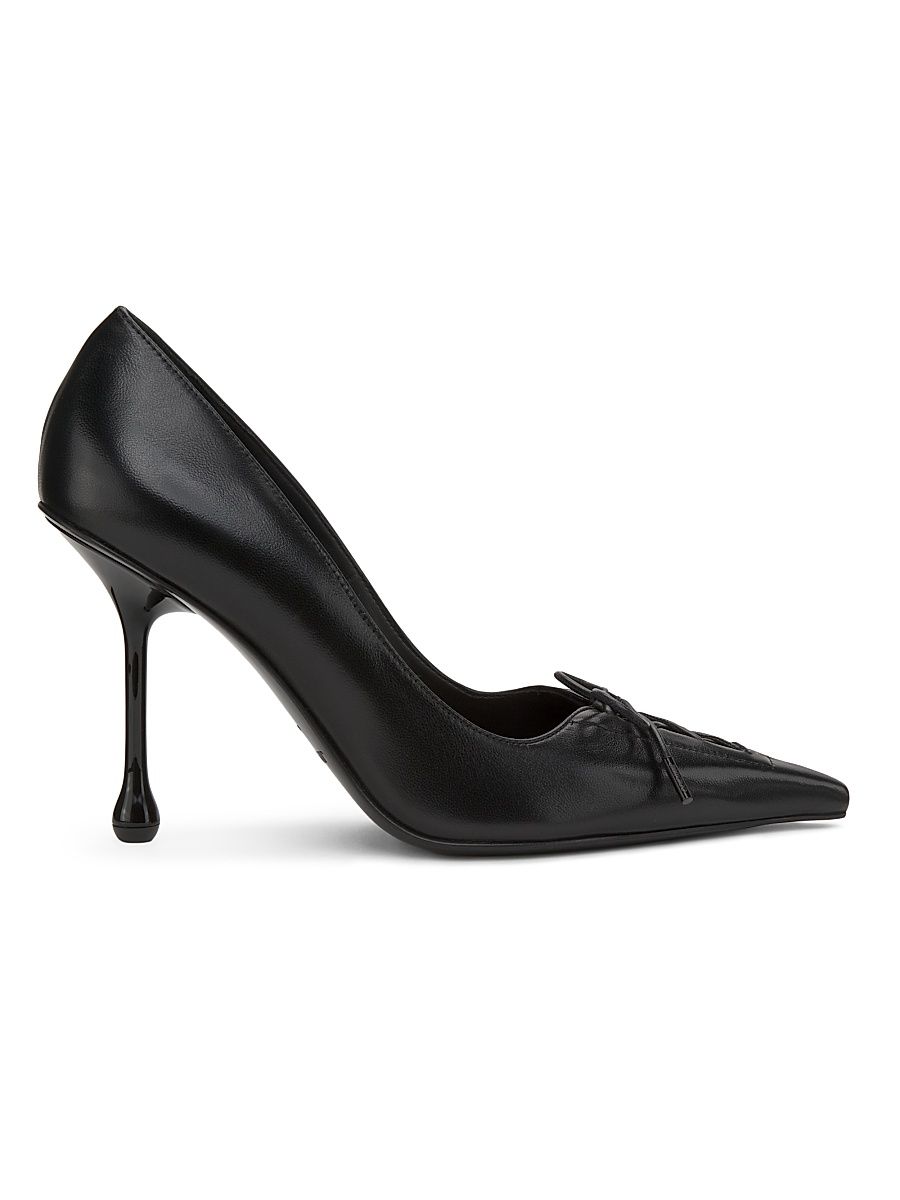 Women's Scarlett 95MM Bow Leather Pumps - Black - Size 12