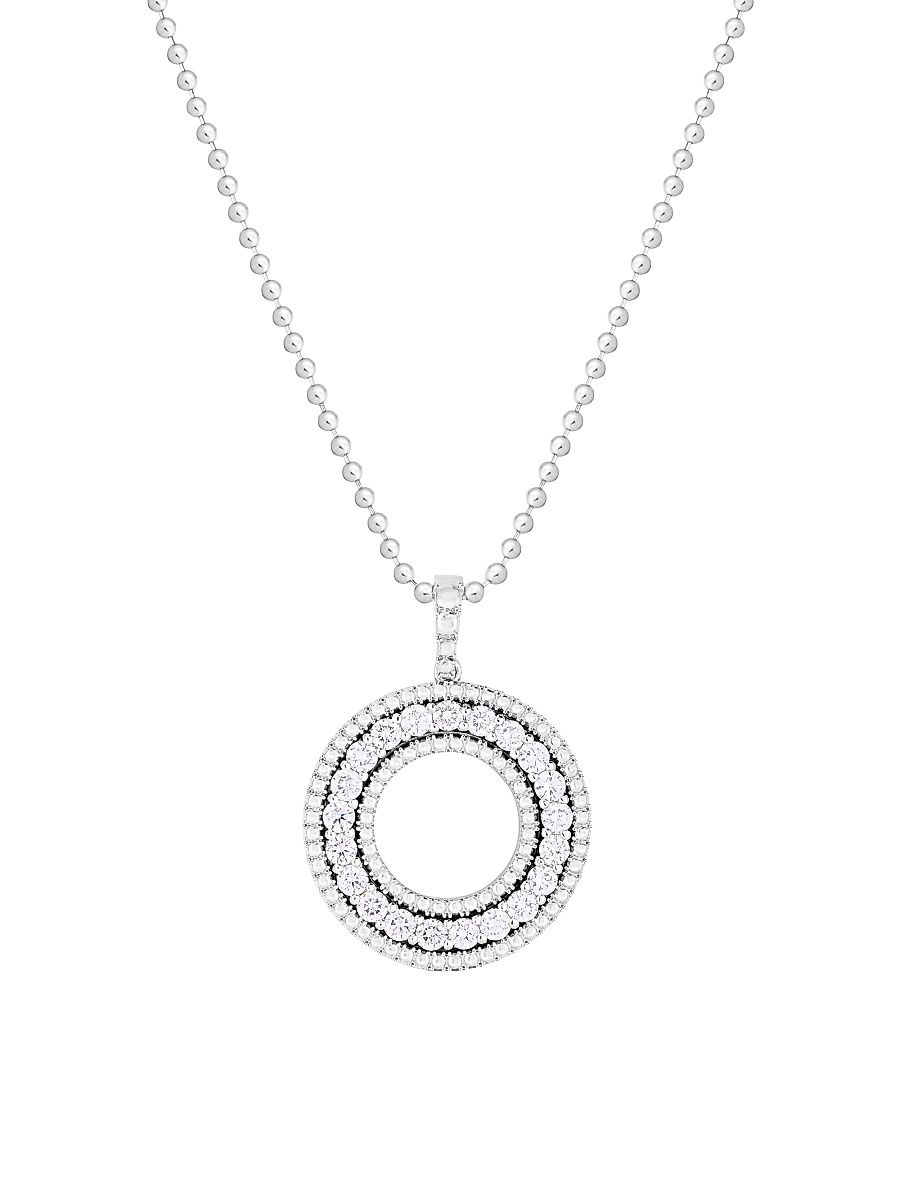 Women's Siena 18K White Gold & 0.48 TCW Diamond Open Circle Large Pendant Necklace - White