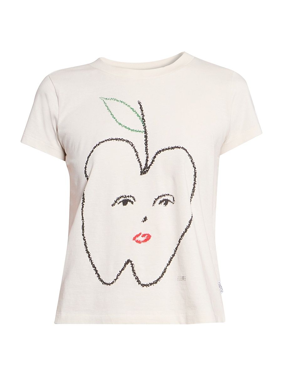 Women's Graphic Cotton Jersey T-Shirt - Ecru - Size XS