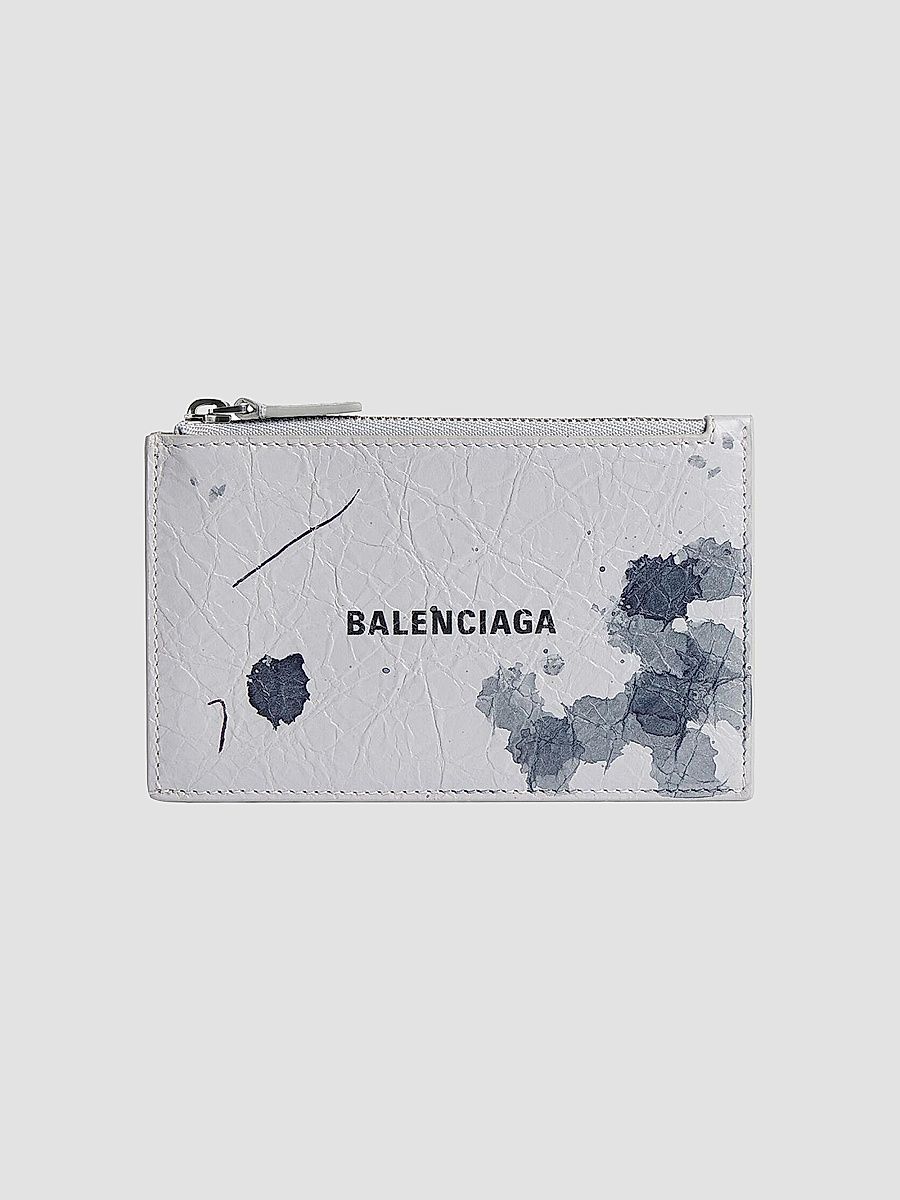 Balenciaga Men's Cash Long Coin and Card Holder - Light Grey