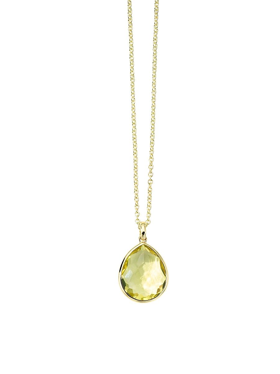 Women's Rock Candy 18K Gold & Green-Gold Citrine Medium Teardrop Pendant Necklace - Alpine