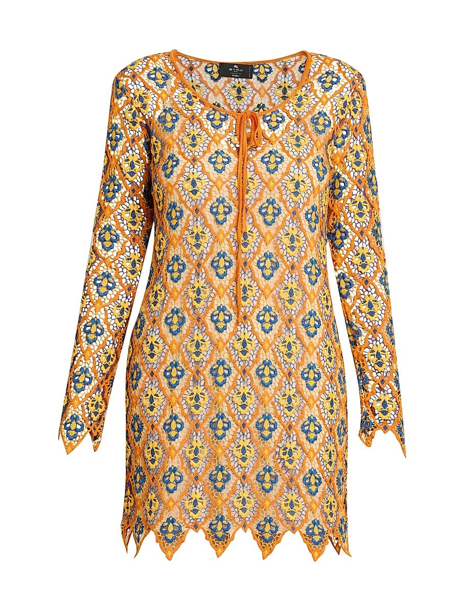 Women's Crocheted Minidress - Arancione - Size 10