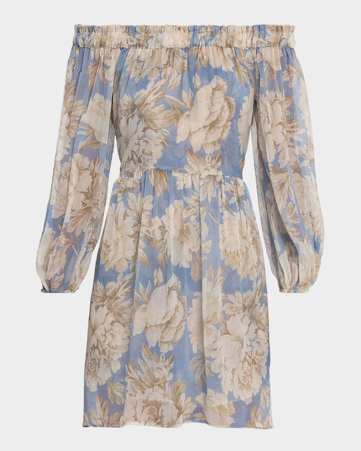 Millie Peony Chiffon Off-Shoulder Mini Dress
