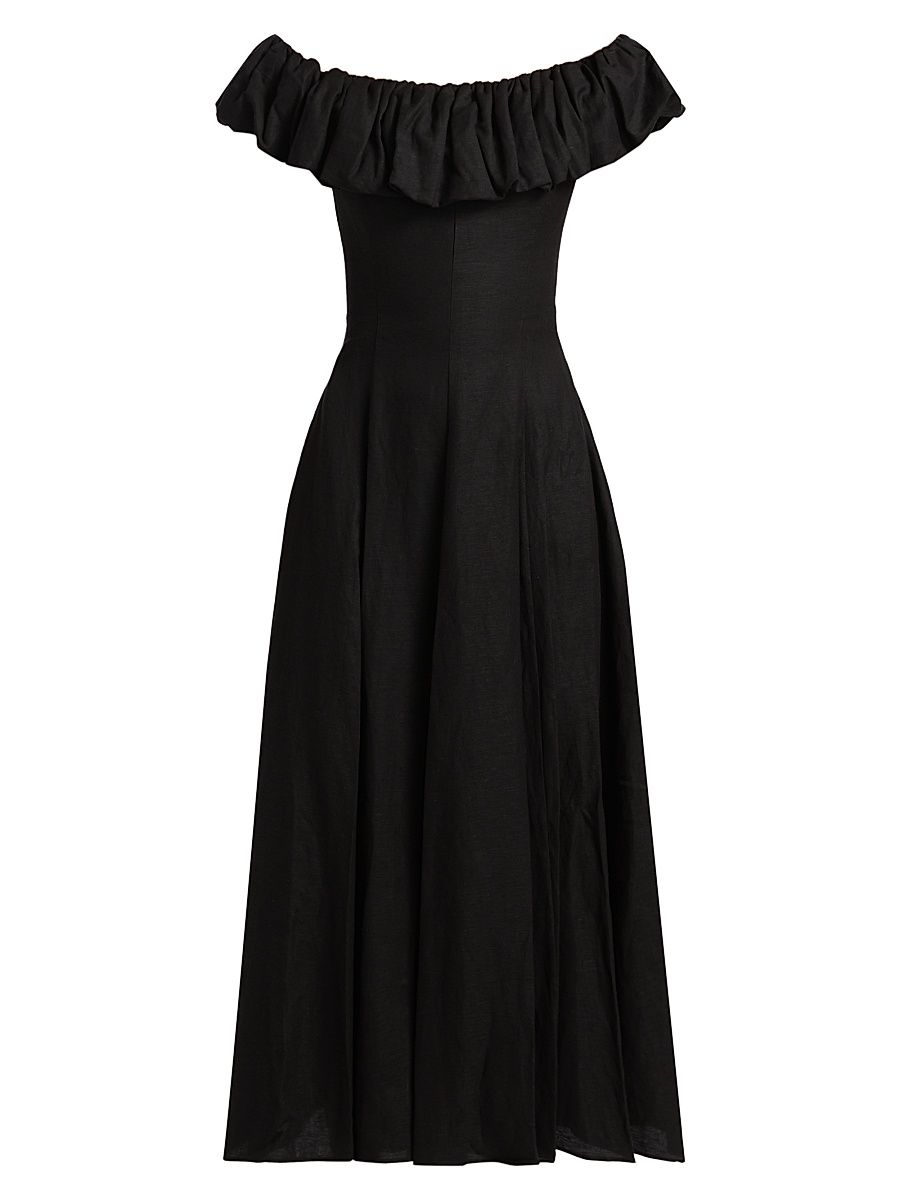 Women's Yara Puff Off-the-Shoulder A-Line Maxi Dress - Black - Size 8
