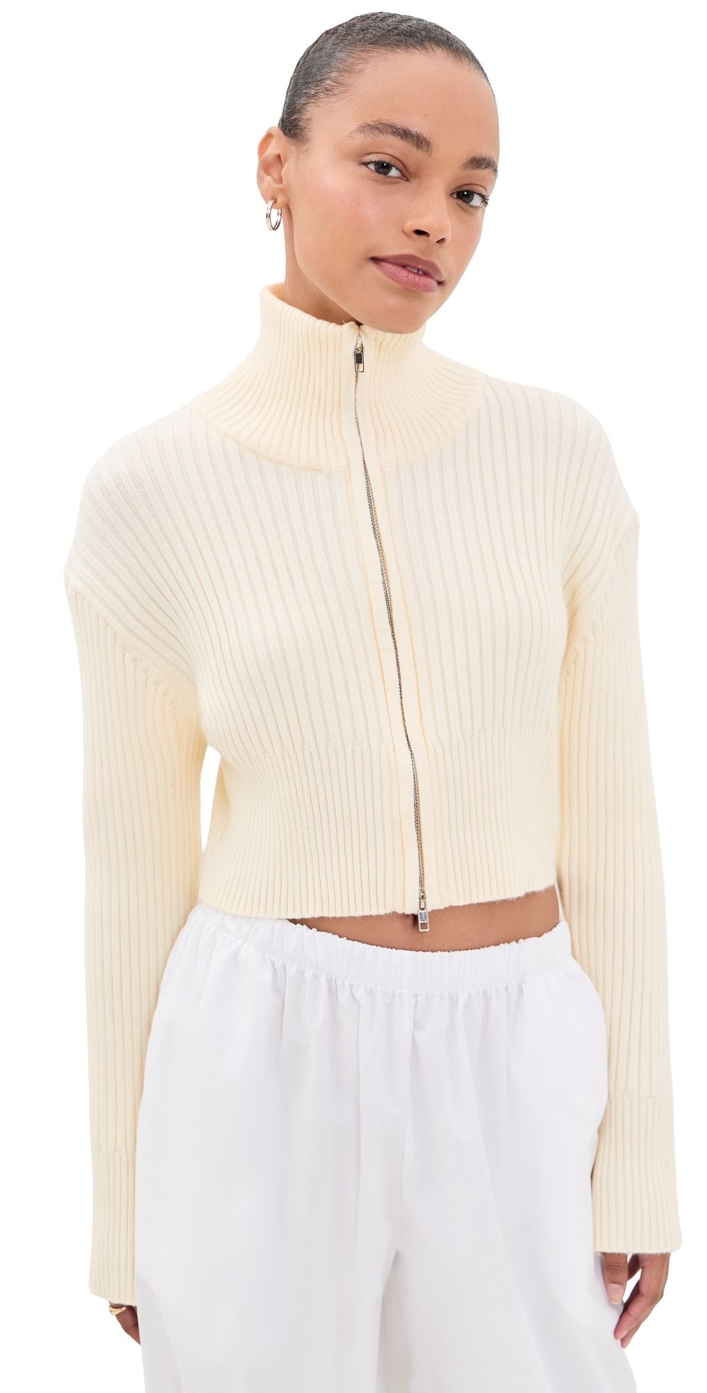 Lioness Priority Knit Zip Cardigan Cream S